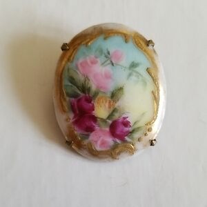 Antique handpainted porcelain Brooch